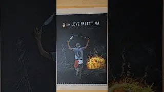 leve Palestina, drawing a Palestinian man wearing the Palestinian flag تحيا فلسطين
