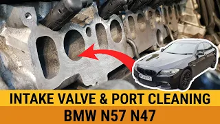 How to clean valves & Intake ports Carbon cleaning Walnut Blasting BMW N57 N47 soot removal tool