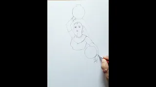 How to draw rajasthani women//pencil  drawing of rajasthani lady