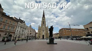 Novi Sad, Serbia 4K - Walking Tour in City Center (Stari Grad Novi Sad)