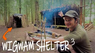 WIGWAM BUSHCRAFT DOME SHELTER with TA OUTDOORS - SPIT ROAST CHICKEN, BARK ROOF, BOAR & DEER HIDES