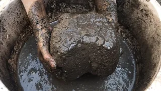 Charcoal ashes dry floor &water crumbling with pure sand paste pouring satisfying