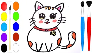 Cute Cat Drawing Step By Step | Easy Cat Drawing For Kids | Drawing Painting And Colouring For Kid