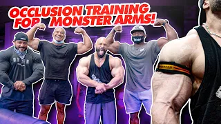 OCCLUSION TRAINING FOR MONSTER ARMS WITH IFBB PRO SAMIR TROUDI, LARRY WHEELS AND ANDREW JACKED!