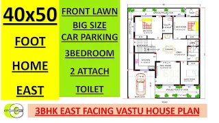 40X50 EAST Facing Plan II 3BHK House Plan II Garden & Porch