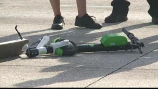 Person sent to hospital after e-scooter and semi-truck collide