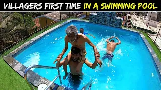 Villagers First Time In A Swimming Pool ! Tribal People First Experience A Pool