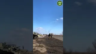 4 Russian Su 25 SM3 attack aircraft fly low over Russian forces in Donetsk