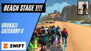 My First Race with the Tron Bike! // Beach Party Stage 1 // Fine and Sandy // Zwift Racing