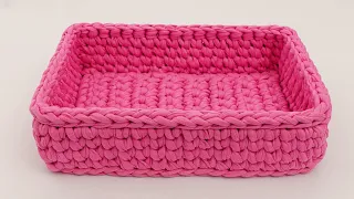 (ESPAÑOL) CESTA RECTANGULAR ♡ CROCHET TRAPILLO