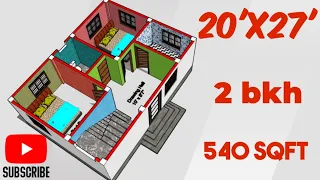 27 x 20 house plan || 27x 20 ghar ka naksha || 27 x 20  house design || 540 sqft