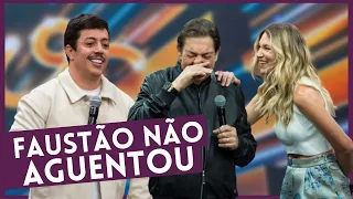 Renato Albani faz Faustão rir até perder o fôlego com piada no palco