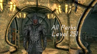 Skyrim max level character, All perks unlocked level 251