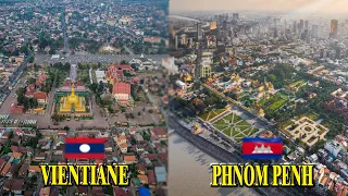 VIENTIANE🇱🇦 vs PHNOM PENH🇰🇭 View Capital of Cambodia and Laos Building Construction Skyscraper 2023