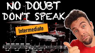 No Doubt - Don't Speak - Drum cover (with scrolling drum sheet)