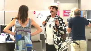 Anthony Kiedis Dons Polka Dots Before Taking Flight With Son Everly Bear