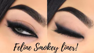 Easy SMOKEY CAT EYE tutorial using KOHL | Lakme eyeconic insta cool kajal | Arabic graphic eyeliner