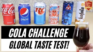 COLA TASTE TEST COMPARISON | Coke vs. Pepsi vs RC Cola, Thums Up, Karma Cola & Kofola Cola Challenge