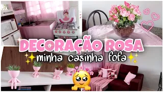 DECOREI A SALA E A COZINHA DE ROSA😍 FICOU MUITO FOFA