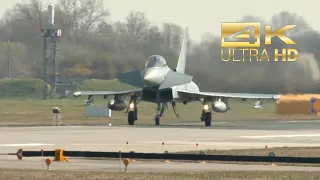 (4K) 3 Eurofighter Typhoon Luftwaffe German Air Force arrival at Neuburg an der Donau Airbase ETSN