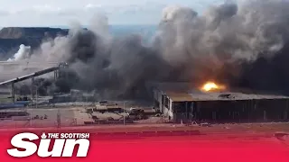 Azov Battalion drone footage shows explosions at Azovstal steel plant