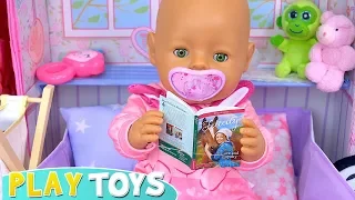 Baby Born Doll Bath time and Evening Routine in Pink Bedroom! Play Toys