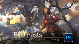 bird nests - speed painting