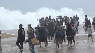 Big Waves Push Back Crowds at the Wedge