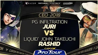 PG Infiltration (Juri) vs Liquid`John Takeuchi (Rashid) - CEO 2018 - Top 96 - CPT 2018