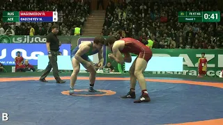 Round 1 FS - 97 kg: R. MAGOMEDOV (RUS) df. N. GADZHIYEV (AZE), 2-1