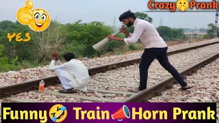 Train horn prank video 🤣| Most Funny Train Horn Prank reactions | Behind the Scenes  😅😆 #prank