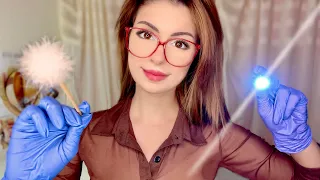 ASMR VERY DETAILED Face Examination FAST ⚡ Eye, Ear, Nose Exam, Follow the Light Test, Nerve Exam