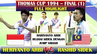 HARIYANTO ARBI VS RASHID SIDEK THOMAS CUP 1994 FINALS. ARBI HUJANI RASHID DENGAN JUMP SMASH