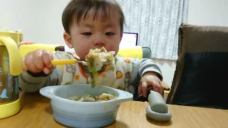 Infant food: Mao eggplant bowl 🍆Baby eating Mao eggplant👶🍆【幼児食：麻婆茄子丼🍆】