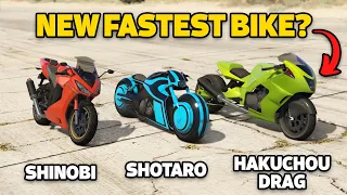 GTA 5 Online: SHINOBI VS HAKUCHOU DRAG VS SHOTARO (WHICH IS FASTEST MOTORCYCLE?)