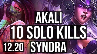 AKALI vs SYNDRA (MID) | 10 solo kills, 16/2/6, Legendary, 1.1M mastery | EUW Master | 12.20