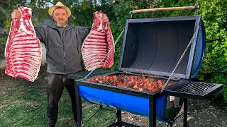 Fried Ribs in a Homemade Barrel Grill! The Best Barbecue in Nature