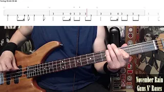 November Rain by Guns N' Roses - Bass Cover with Tabs Play-Along