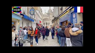 🇫🇷【HDR 4K】Paris Walk - Around Montmartre from 18th arrondissement (February 2021)