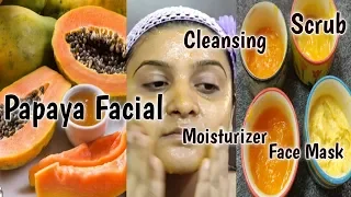 How to do papaya fruit facial for glowing n clear skin at home|Removes dark spots n dry skin|