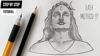 How To Draw Lord Shiva "Adiyogi Sketch" Step By Step Tutorial (Easy Method)