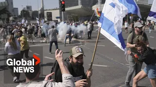 "National Disruption Day" protests turn violent in Israel as police fire stun grenades, water cannon