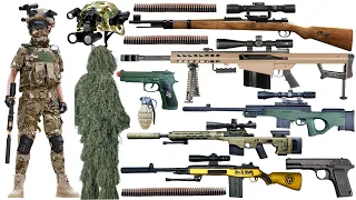 Special police weapon sniper gun toy set unboxing, 98K AWM、MSR、M200、AMR、M14、 Barrett sniper rifle