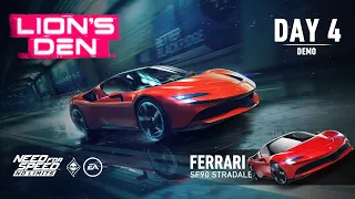 Need For Speed: No Limits | 2020 Ferrari SF90 Stradale  (Lion's Den - Day 4 | Demo)