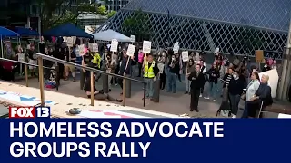 Unhoused people, advocates rally outside federal Seattle courthouse | FOX 13 Seattle