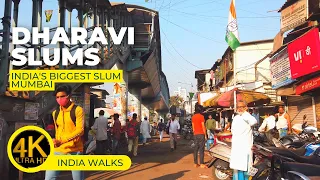 INDIA'S BIGGEST SLUM in Mumbai 4K Walk DHARAVI SLUM AREA | She' Walkin in Maharashtra