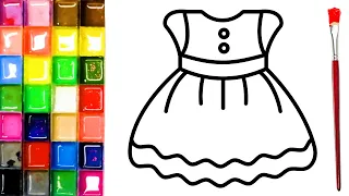 Baby Frock | Easy Drawing and Watercolor Painting for kids | Colors for kids | Learn Poems and Color