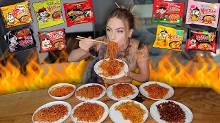 Ich teste und bewerte alle SPICY NOODLES von Samyang #mukbang