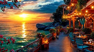 Seaside Café Ambience: Bossa Nova Music & Ocean Waves Sounds | Relaxing Beach Jazz Playlist