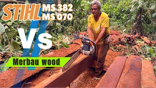 AMAZING SKILL'S ‼️ PEMBUATAN PAPAN DAN BALOK DARI KAYU MERBAU (HARD WOOD) || STIHL MS 070 & MS 382